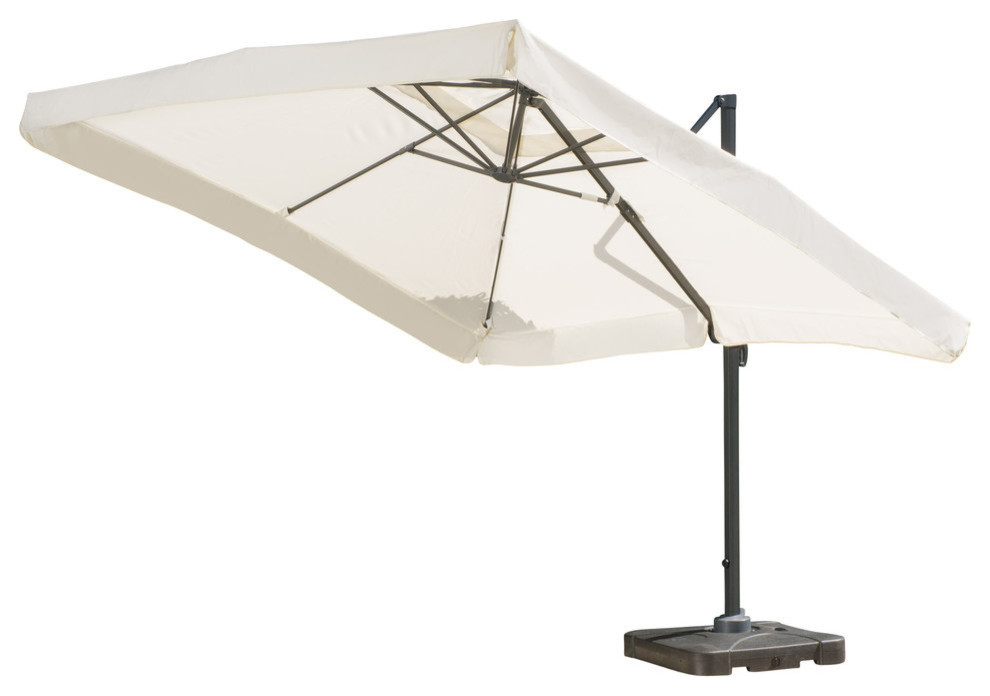 GDF Studio Atlantic Outdoor 9'8" Canopy Umbrella With Base-Beige