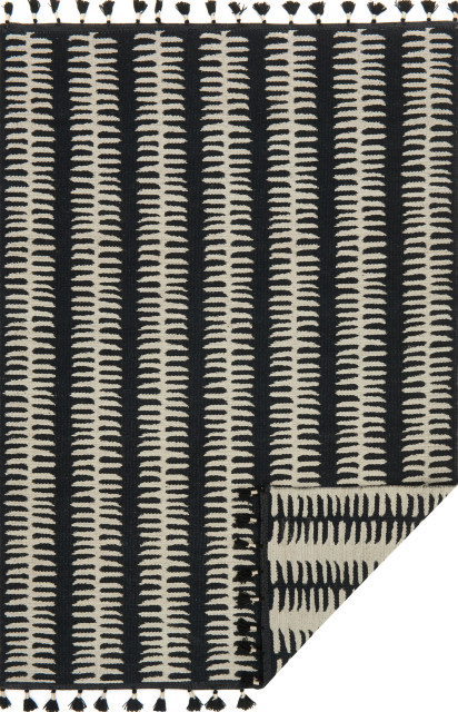 Reversible Kahelo Black Gray Area Rug by Justina Blakeney x Loloi, 3'6"x5'6"