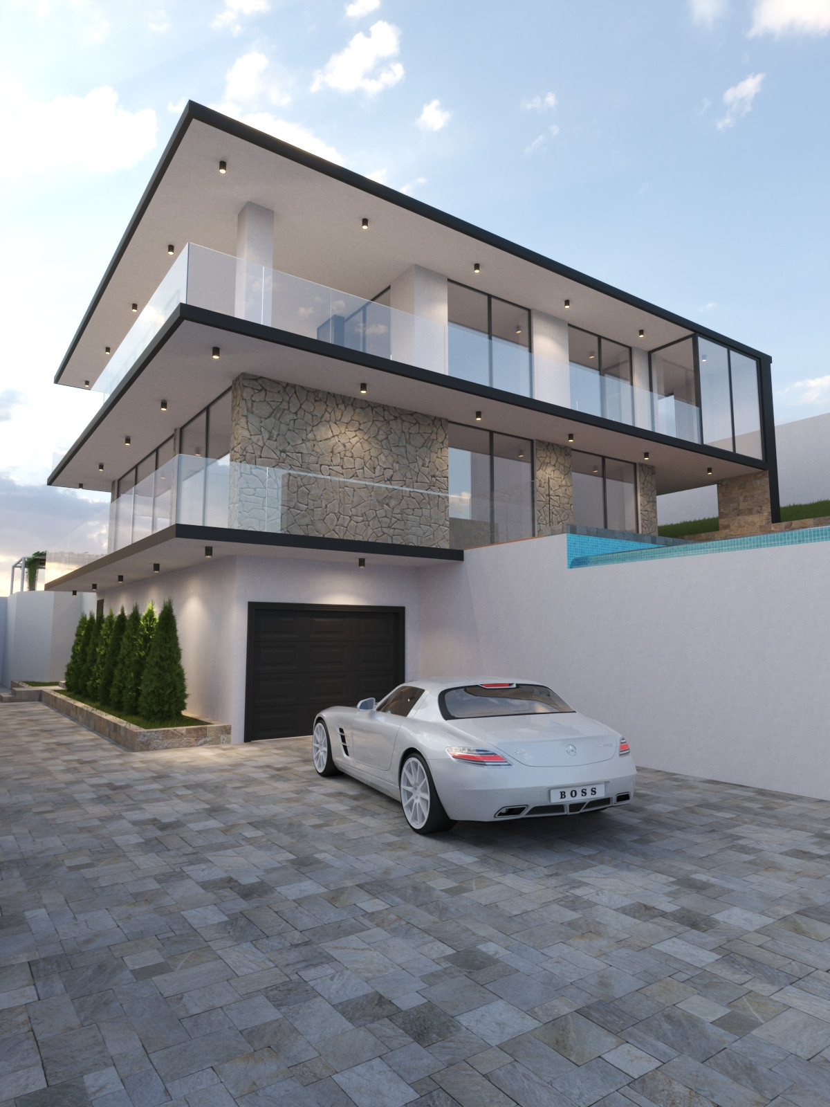 Дизайн дома (экстерьер) и дворовой территории на побережье