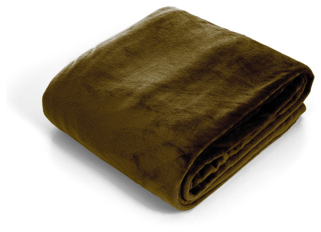 Super Soft Flannel Blanket, Twin, Brown