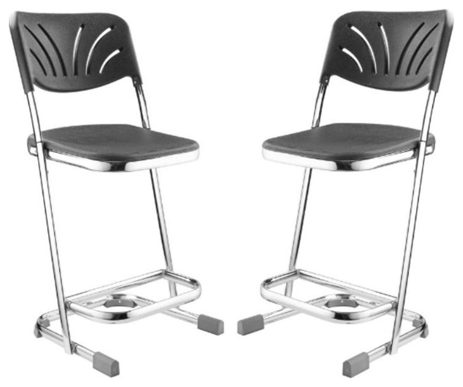 Home Square 6600 Series 22" Plastic Elephant ZStool in Black Set of