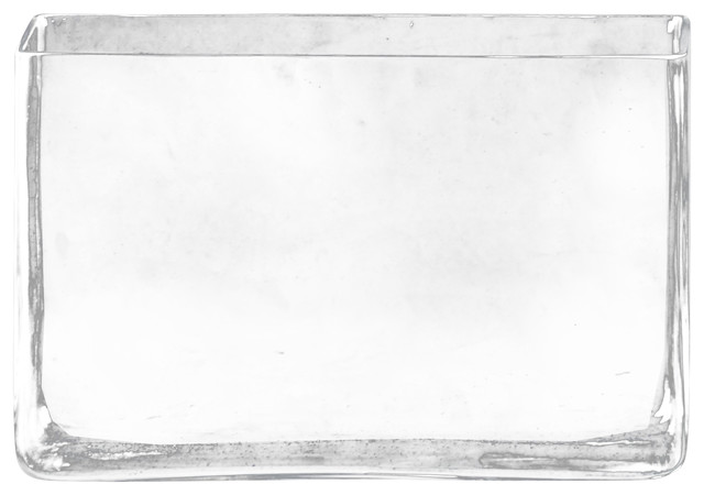 Rectangle Glass Vase With Rectangular Mouth Clear Glass Finish