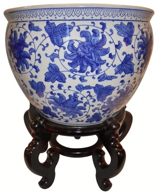 Blue And White Porcelain Jardiniere Indoor Outdoor Use Asian Blue And White Porcelain Jardiniere Indoor Outdoor Use 14