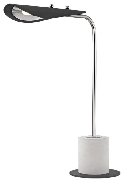 Layla 1 Light Table Lamp With A Concrete Base - Polished Nickel/Black