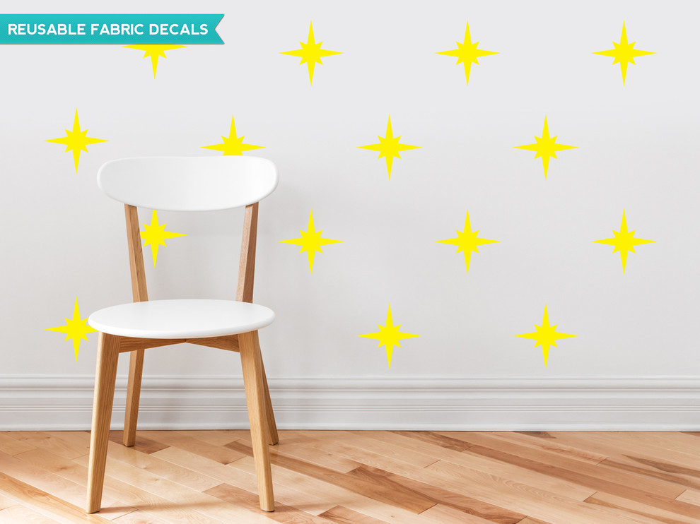 Retro Stars Fabric Wall Decal, Yellow