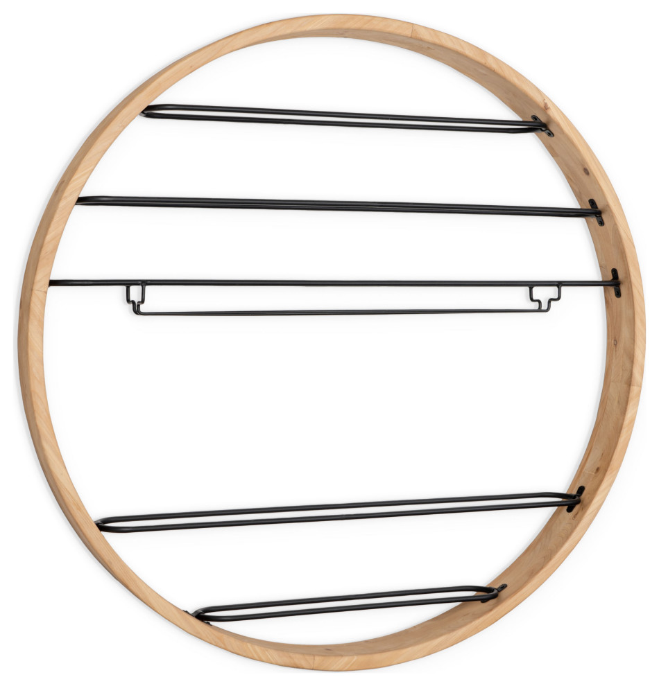 Sancia 36" Round Wall Wine Rack Industrial Wine Racks by Gild Houzz