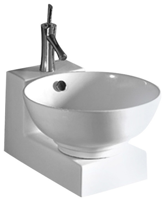 Whitehaus Whkn1051 1060 White Ceramic Round Above Mount Bathroom Sink Basin