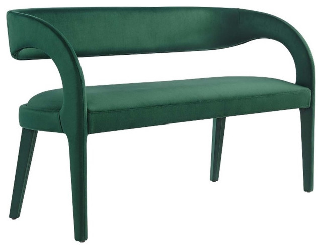 Modway Pinnacle 20" Upholstered Velvet Fabric Accent Bench in Green