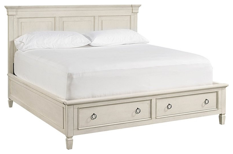 Universal Furniture Summer Hill Wood Storage Queen Panel Bed in White