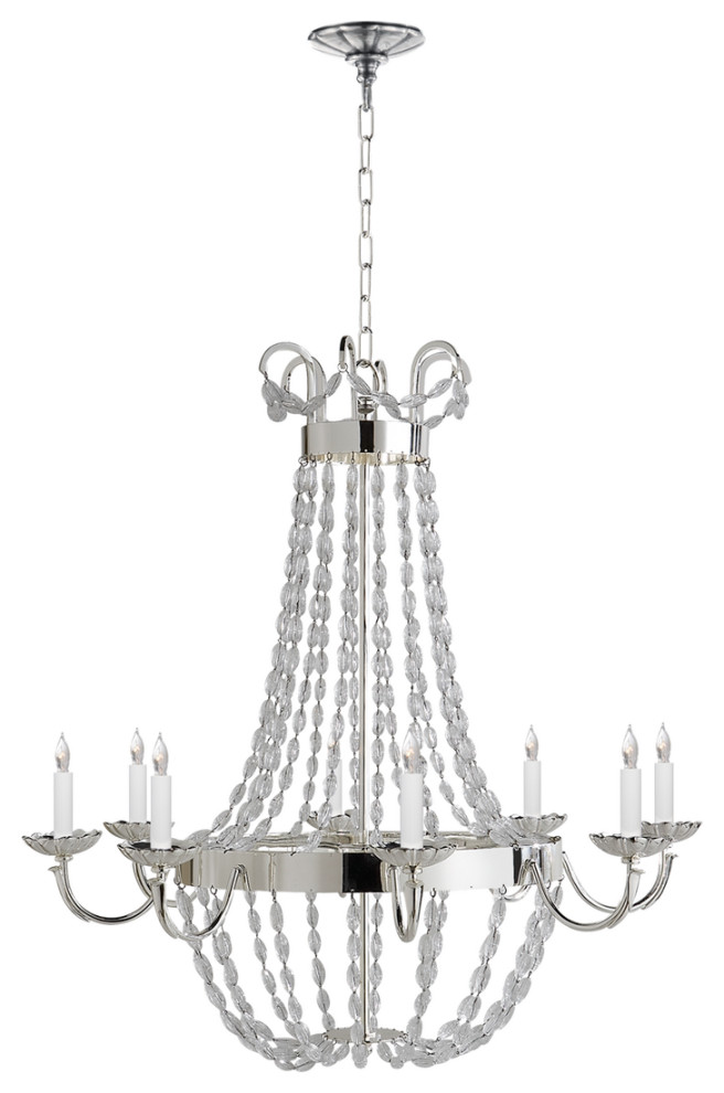 Paris Flea Market Large Chandelier in Polished Silver with Seeded Glass