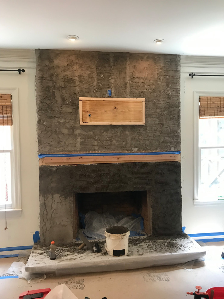 Interior Stone Fireplace Construction