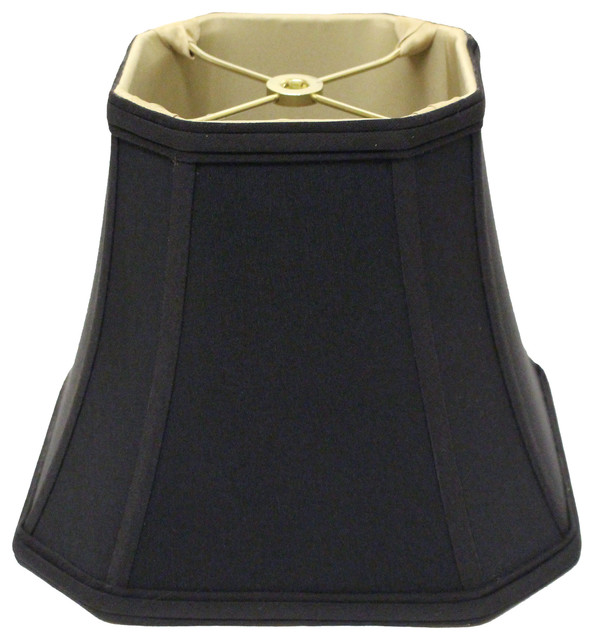 Black Slant Cut Corner Square Bell Softback Lampshade with Washer Fitter , SI05030 with Bronze Lining
