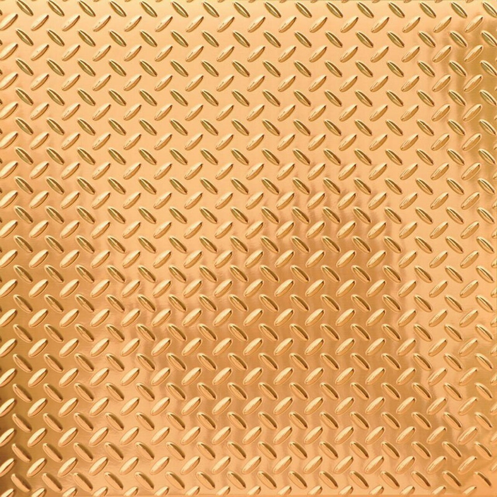 Diamond Plate 4ft. x 8ft. Glue Up PVC 3D Wall Panels, Brushed Copper