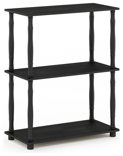 3-Tier Compact Shelf Display Rack With Classic Tube, Americano/Black