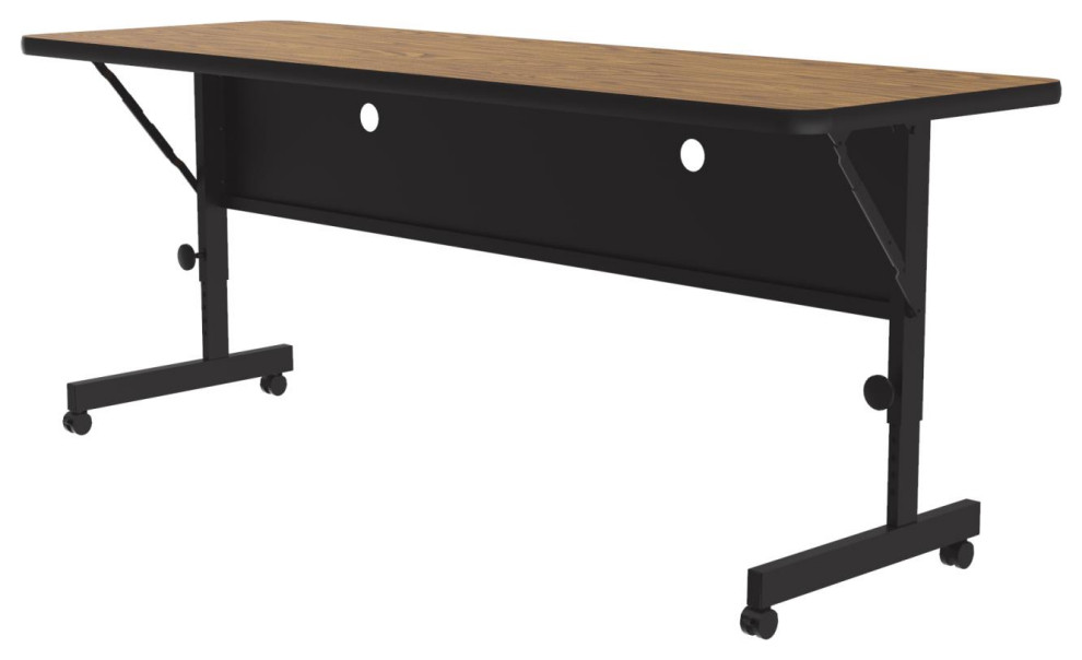 Correll Thremal Fused Laminate Top Flip Top Table In Medium Oak