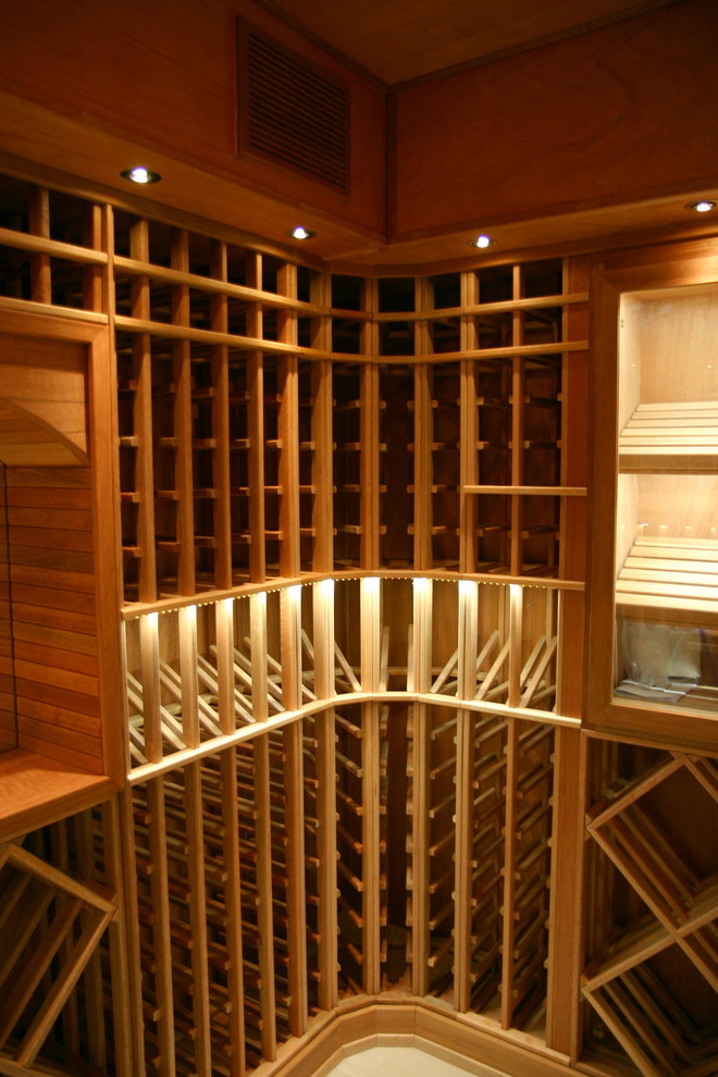 Inspiration for a small contemporary wine cellar remodel in New York