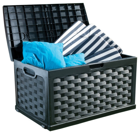 71 Gallon Rattan Style Plastic Deck Box Traditional Boxes 71 Gallon Rattan Style Plastic Deck Box Traditional Boxes And Storage By Starplast