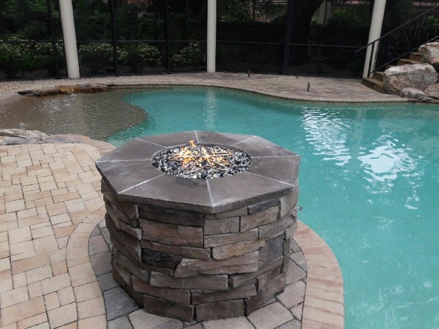 Rustic Gas Fire Pit In Avila Traditional Patio Tampa By