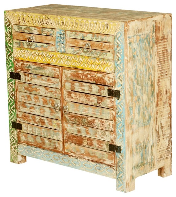 Spring Forest Reclaimed Wood HandCarved Storage Accent