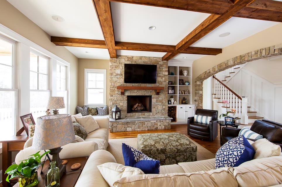 Photo of a traditional family room in Charlotte.