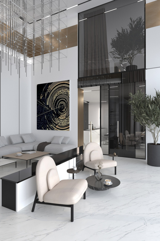 Визуализации интерьера большого дома в современном стиле