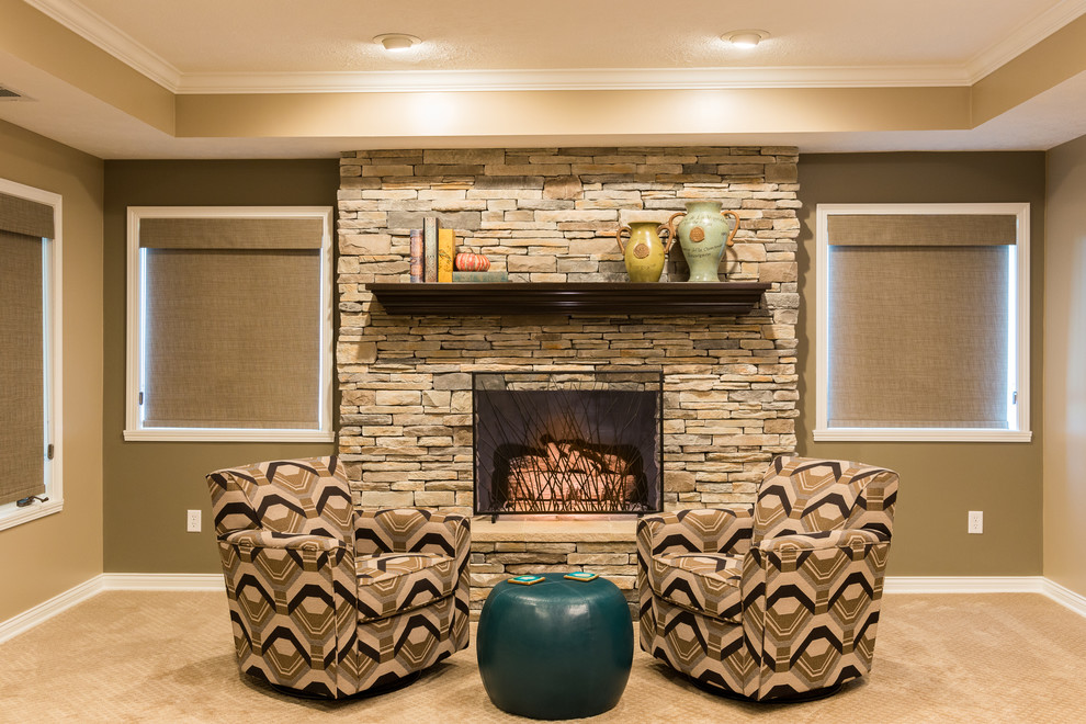 Inspiration for a transitional basement in Indianapolis.