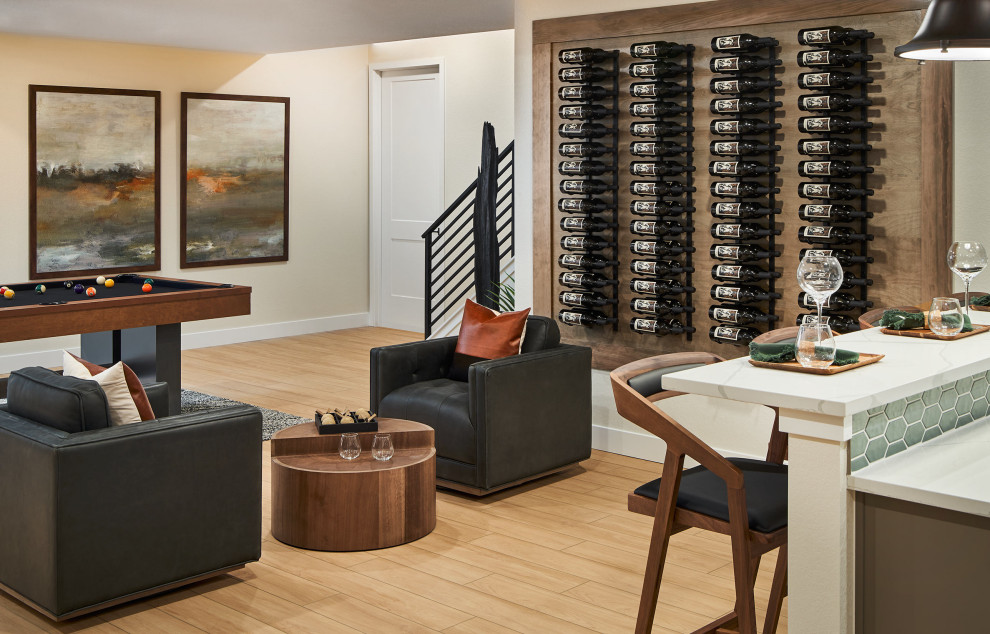Example of a transitional basement design in Denver