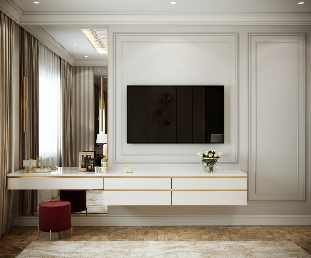 Спальня в проекте дизайна двухкомнатной квартиры в новостройке