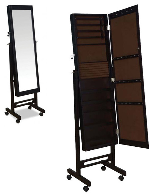 Tall Espresso Brown Jewelry Armoire Wardrobe Floor Dressing Mirror Espresso Rolling Jewelry Armoire Wardrobe Floor Dressing Mirror Cheval Glass