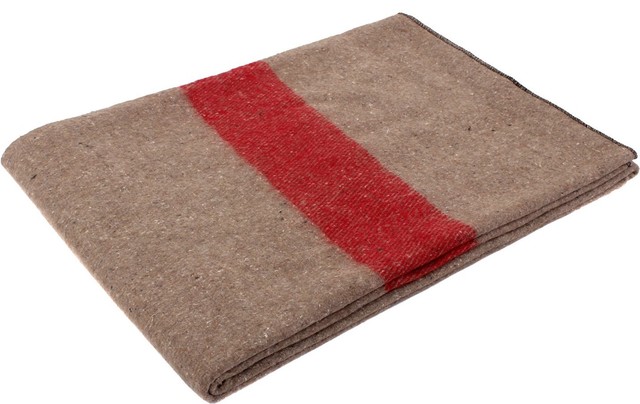 Tan and Red Swiss-Style Wool Blanket