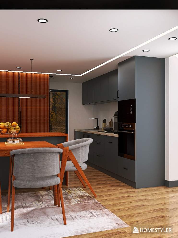 Кухня-столовая частного дома в современном стиле