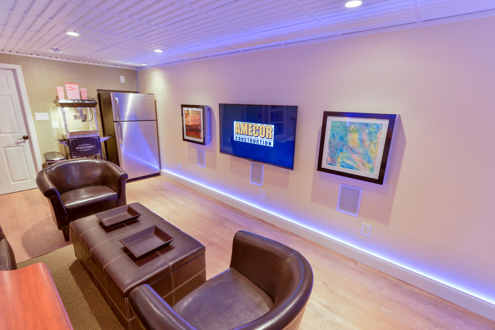 Basement Remodel LED Strip Lights Traditional Basement