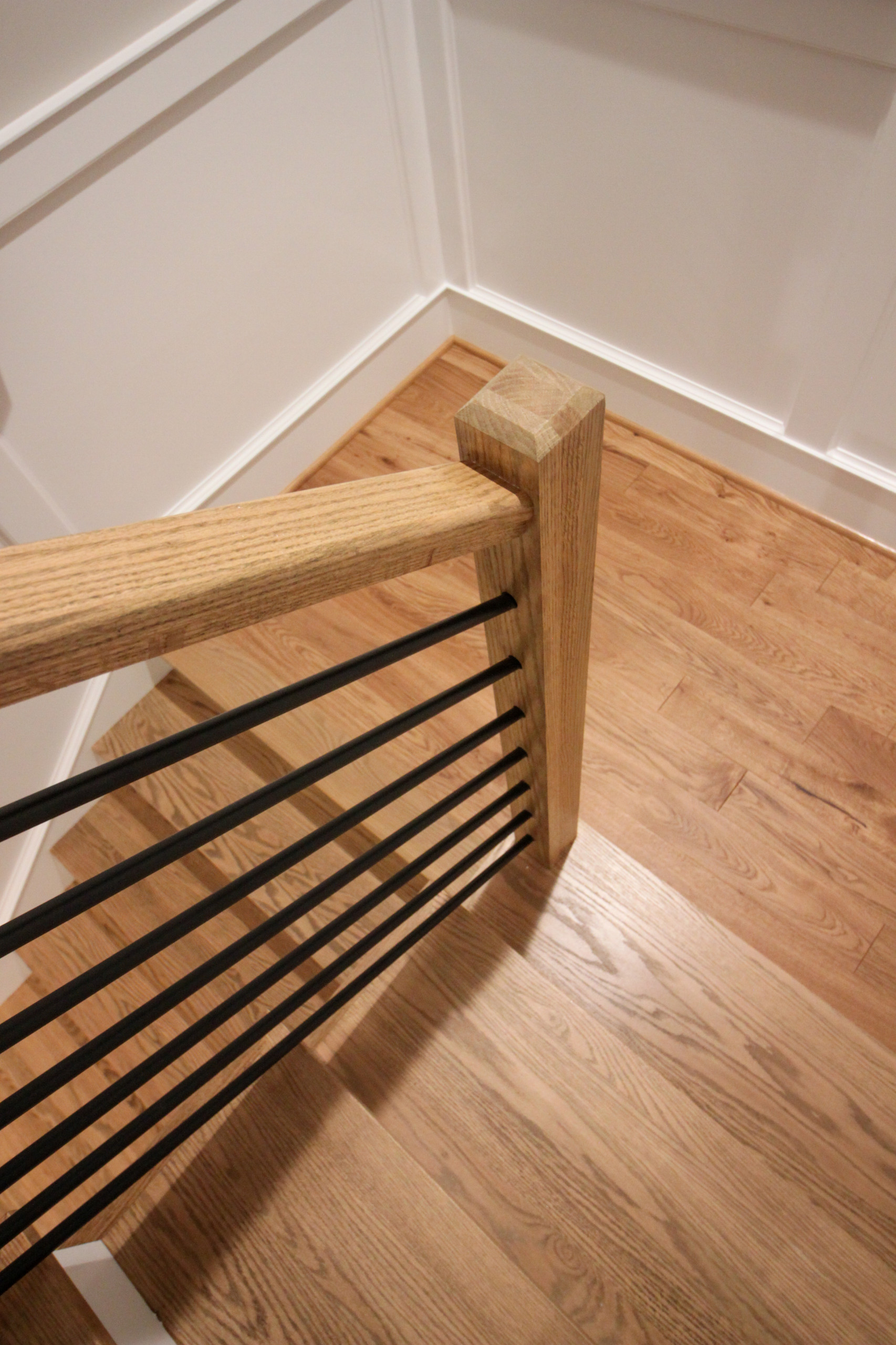 83_Blonde Wood Stairway with Sleek Horizontal-Metal Balustrade, Springfield VA 2