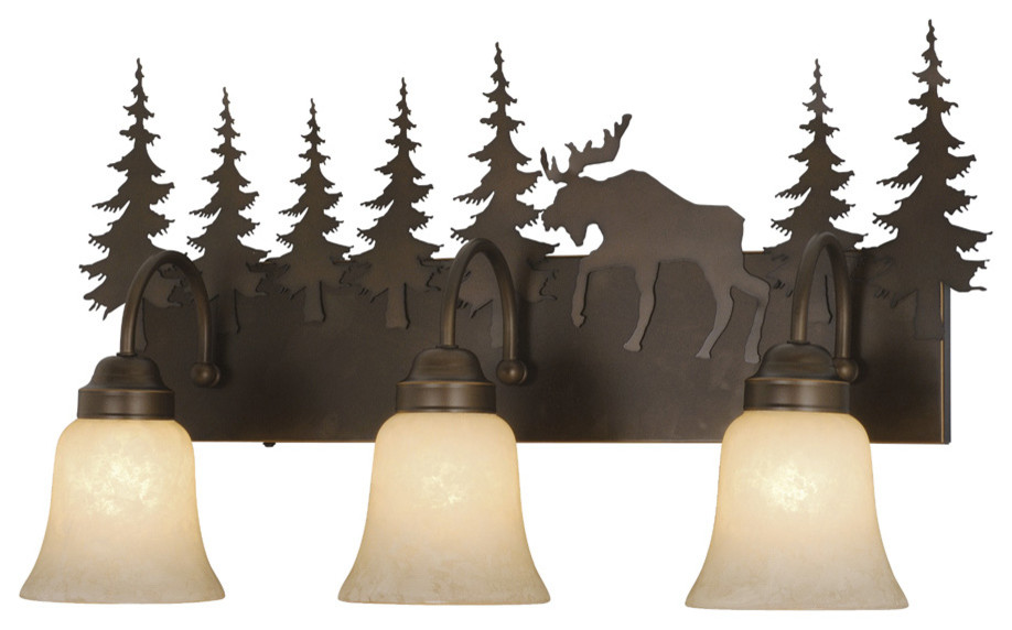 Yellowstone 3L Vanity Rustic Bathroom Vanity Lighting by Vaxcel