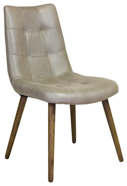 Havana Tufted Dining Chair, Gray Leather