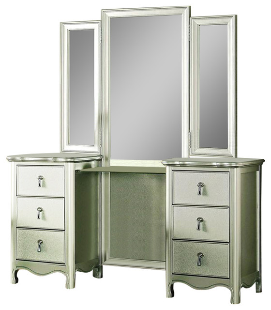 Homelegance Toulouse Vanity Table With Mirror In Champagne Homelegance Toulouse Vanity Table With Mirror In Champagne Transitional Bedroom Makeup Vanities By Beyond S