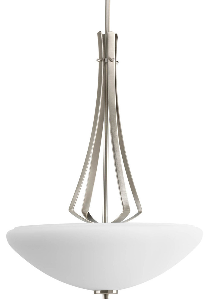 Rave Brushed Nickel Three-Light Bowl Pendant with Opal Etched Glass