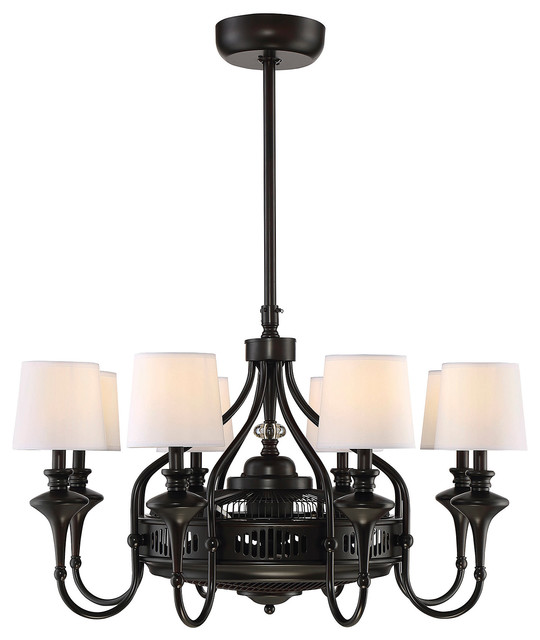 8Light Burnished Bronze Coastal Fandelier 35"es Traditional
