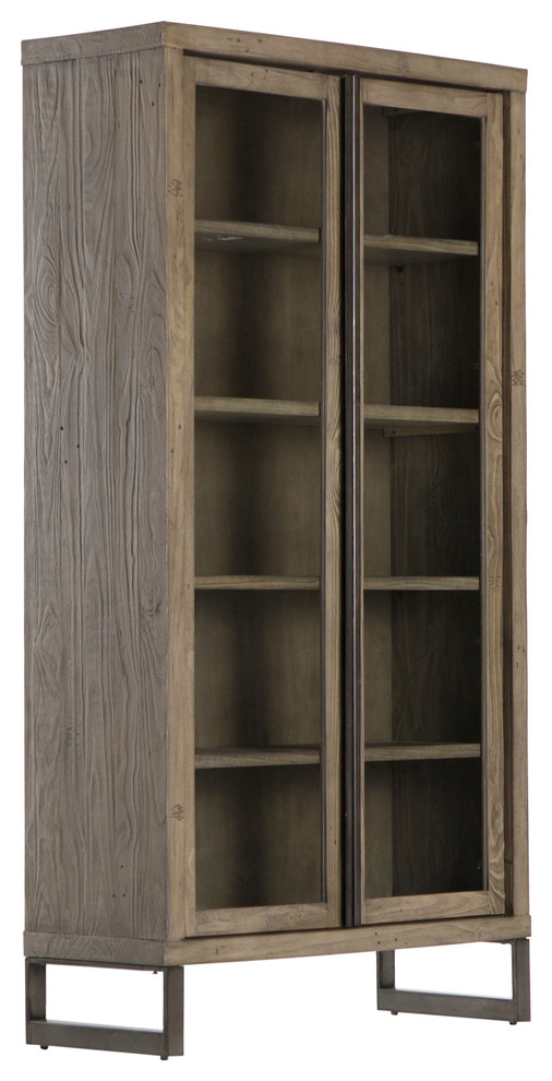 79" Getulio Cabinet Bookcase Iron Pine Banded Gunmetal Monument Gray