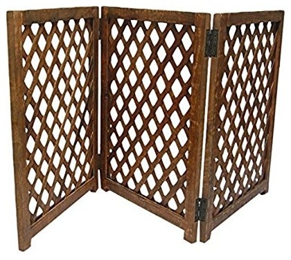 Rustic 3 Panel Mango Wood Folding Pet Gate Ideal For Dogs And Rustic 3 Panel Mango Wood Folding Pet Gate Ideal For Dogs And Puppies