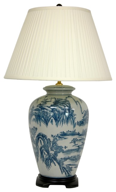 29 Blue And White Chinese Landscape Lamp 29 Blue And White Chinese Landscape Lamp