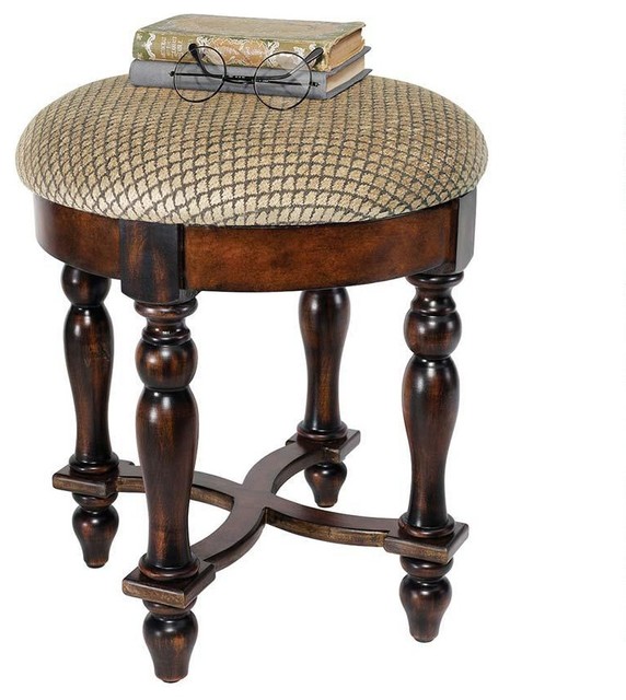 17.5" Hand-crafted Solid Hardwood European-style Antique Replica Stool