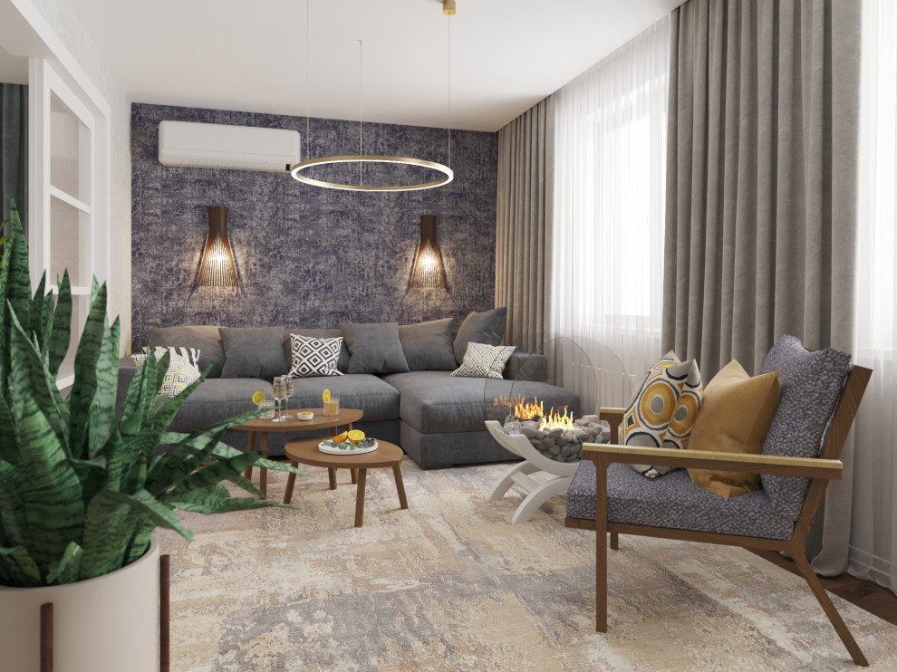 Квартира в оттенках синего для семейной пары