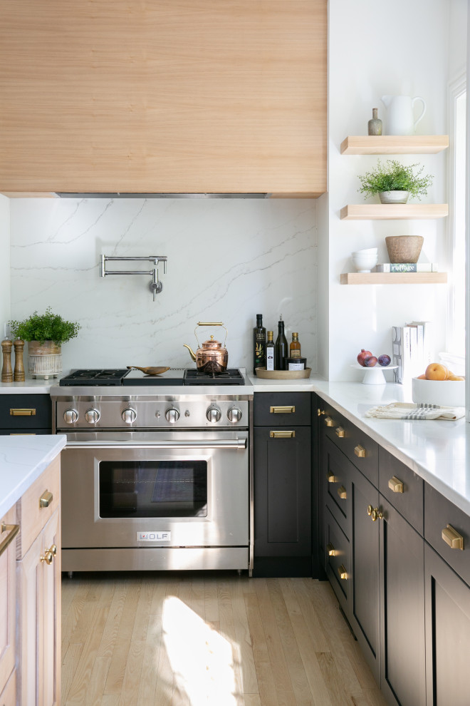 Example of a transitional kitchen design in Chicago