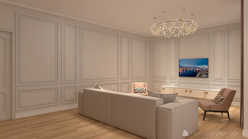 Кухня-гостинная в стиле неоклассика