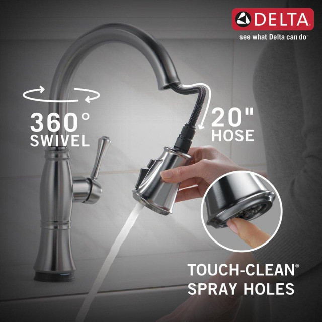 Delta 9197T-AR-PR-DST Cassidy Single Handle Pull-Down Kitchen Faucet ...