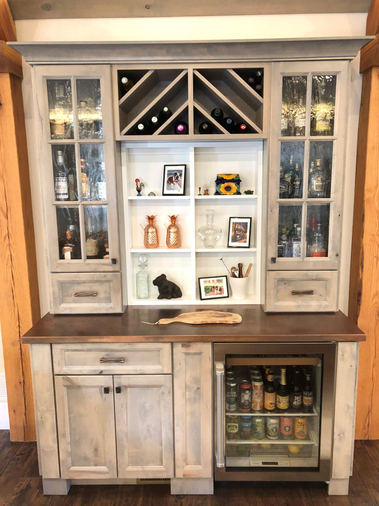 Country home bar in Other with copper benchtops.