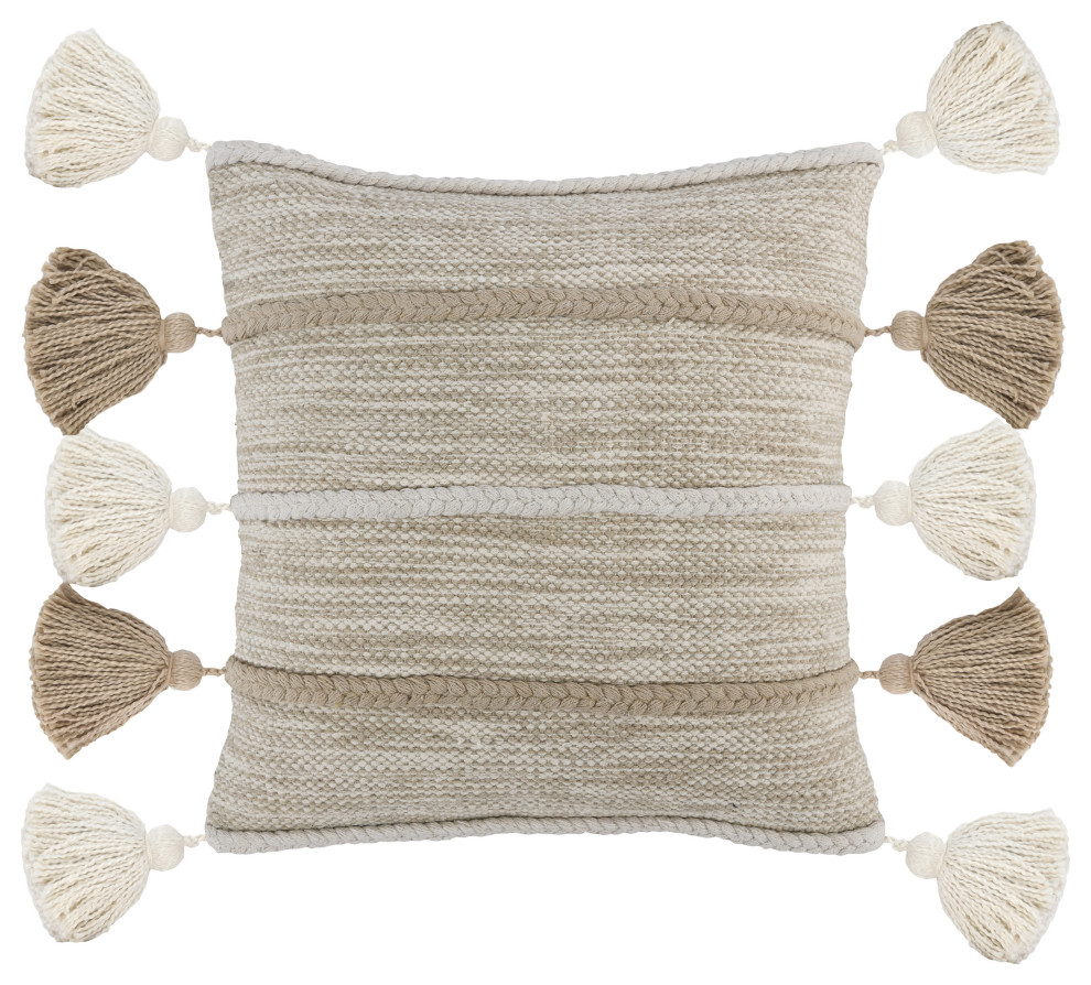 Ricki 100% Handwoven Cotton Throw Pillow in Ivory by Kosas Home
