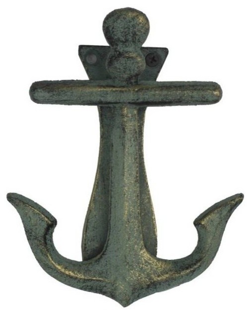 Cast Iron Decorative Anchor Door Knocker, Antique Bronze, 6" Beach