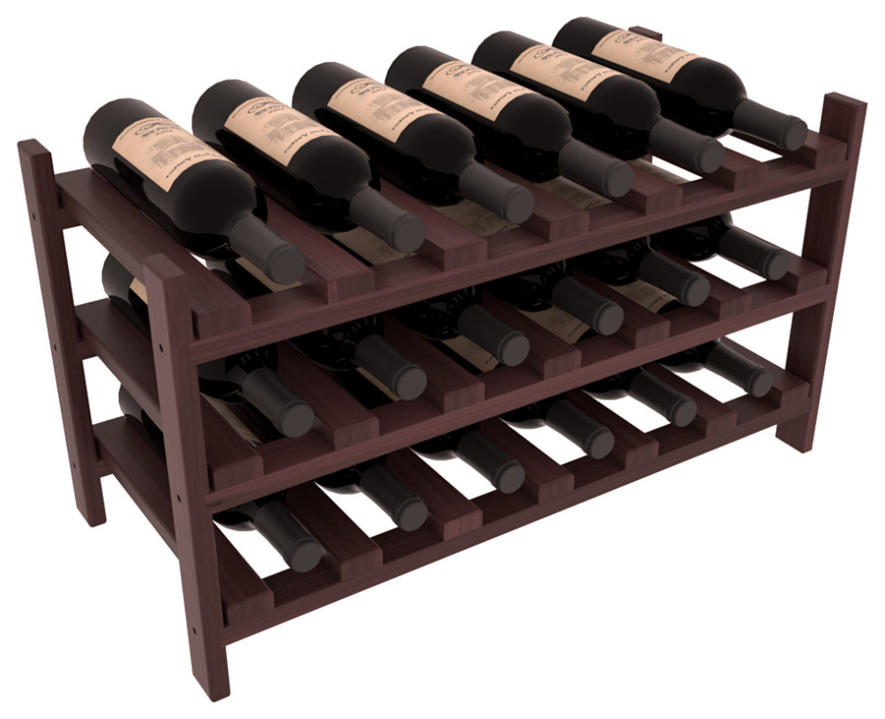 18-Bottle Stackable Wine Rack, Premium Redwood, Walnut Stain/Satin Finish